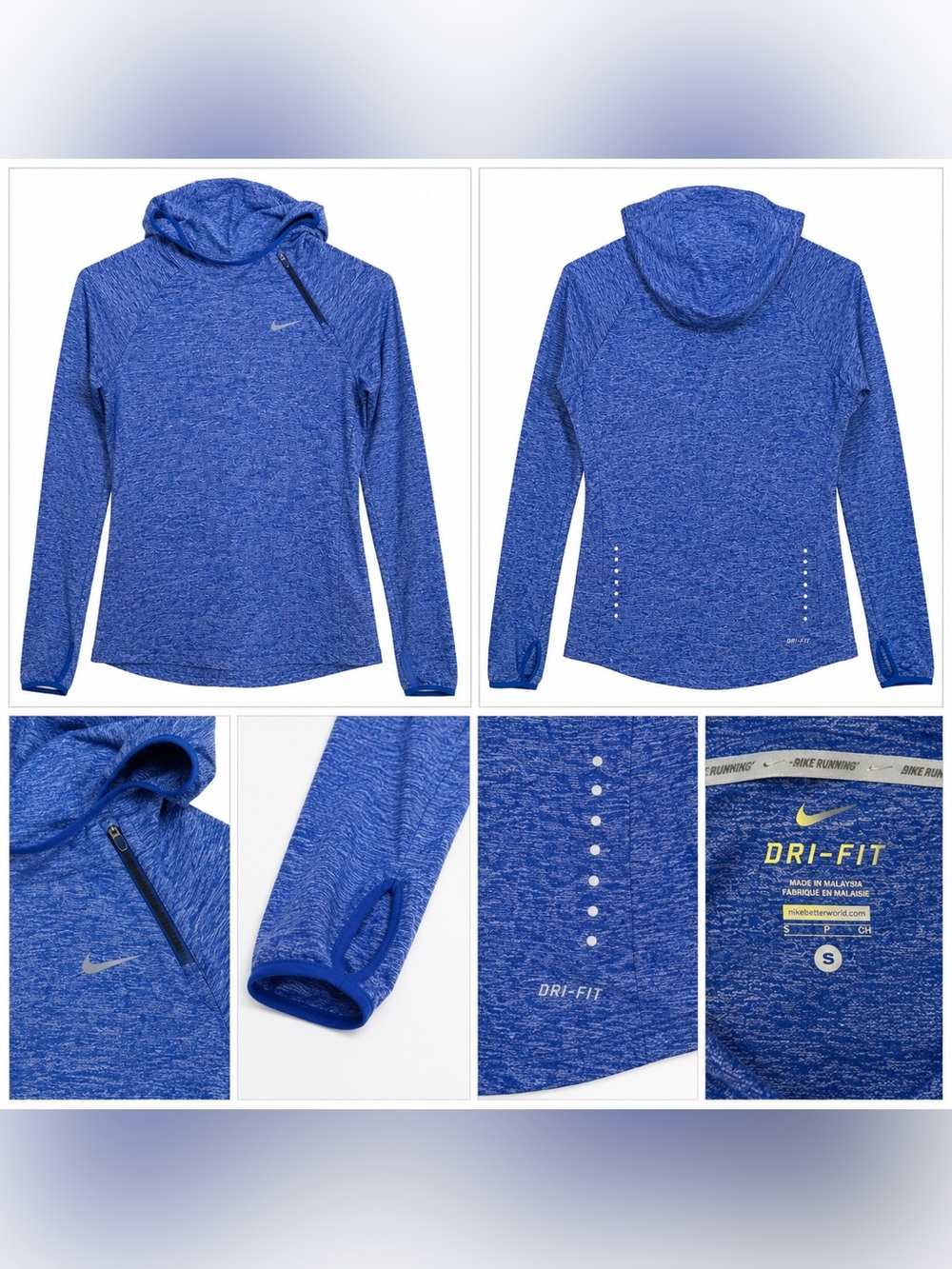 Nike Dri-FIT Running Hoodie Women’s SmallBlue HeatherPullover Vent ZipActivewear
